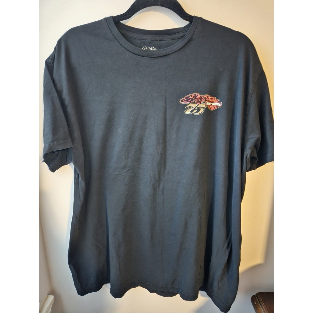 Harley Davidson 75TH Anniversary Sturgis Size XL Men's T-shirt ‎ Black